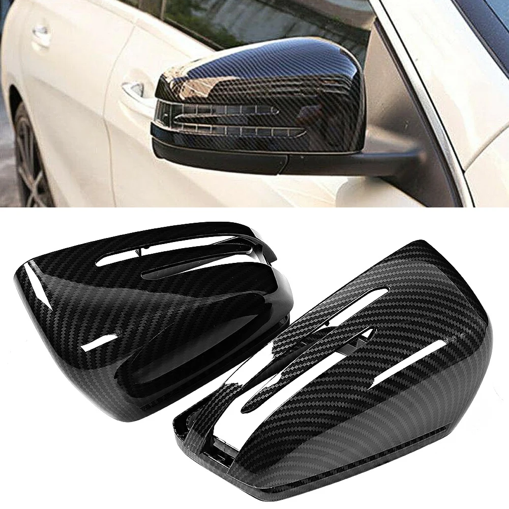 

2pcs Carbon Fiber Texture Rear View Mirror Cover Cap for Mercedes-Benz W176 W246 W204 W212 W221 CLS C218 GLA X156 CLA C117