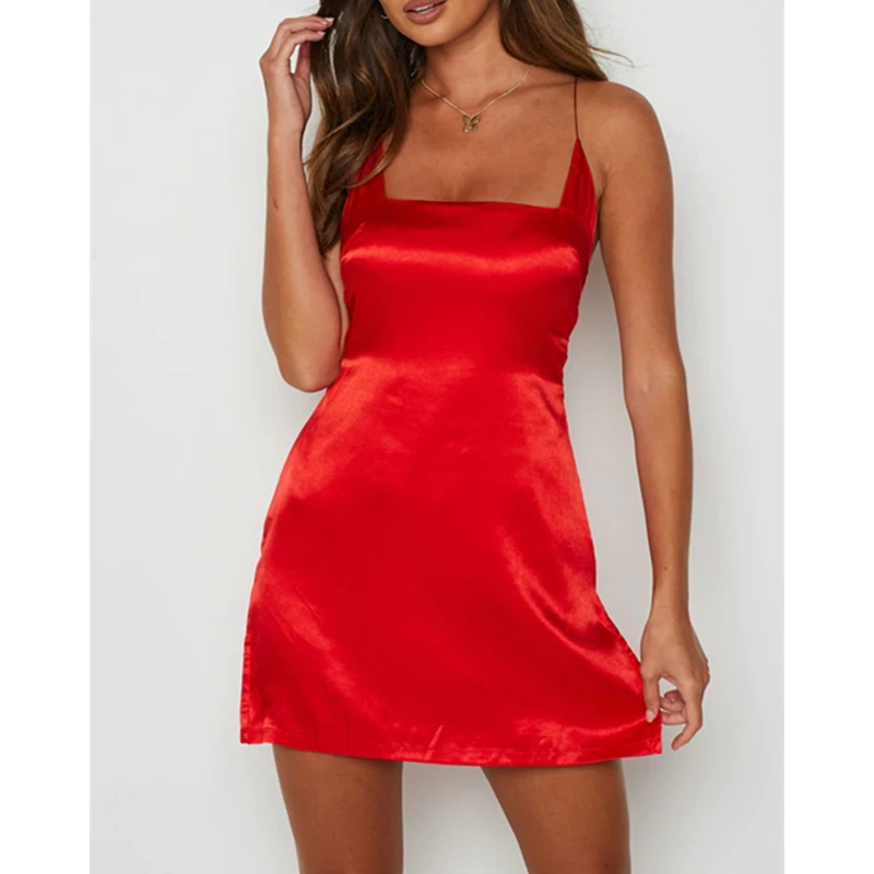 Summer Sexy Bandage Backless Slip Dress Ladies Solid Color Sleeveless Square Collar Open Back Mini Dress Beach Club Women
Summer Sexy Bandage Backless Slip Dress Ladies Solid Color Sleeveless Square Collar Open Back Mini Dress Beach Club Women
