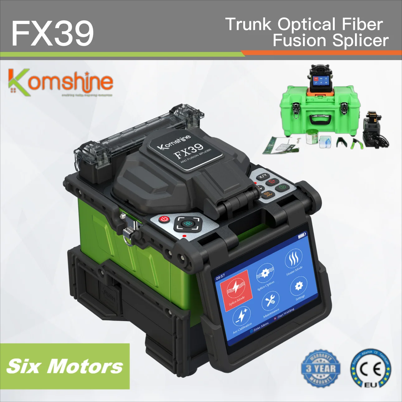 Original Komshine FX39 Trunk Fusion Splicer Six Motors Core To Core Alignment Spanish French Portuguese
Original Komshine FX39 Trunk Fusion Splicer Six Motors Core To Core Alignment Spanish French Portuguese
