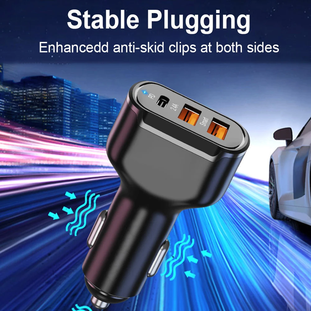Adapter Car Charger 3 Ports 70x30mm Black DC5V Fast Phone Charging PD+2.4A Type-C 5V/3A 9V/2A 12V/1.5A Universal
Adapter Car Charger 3 Ports 70x30mm Black DC5V Fast Phone Charging PD+2.4A Type-C 5V/3A 9V/2A 12V/1.5A Universal