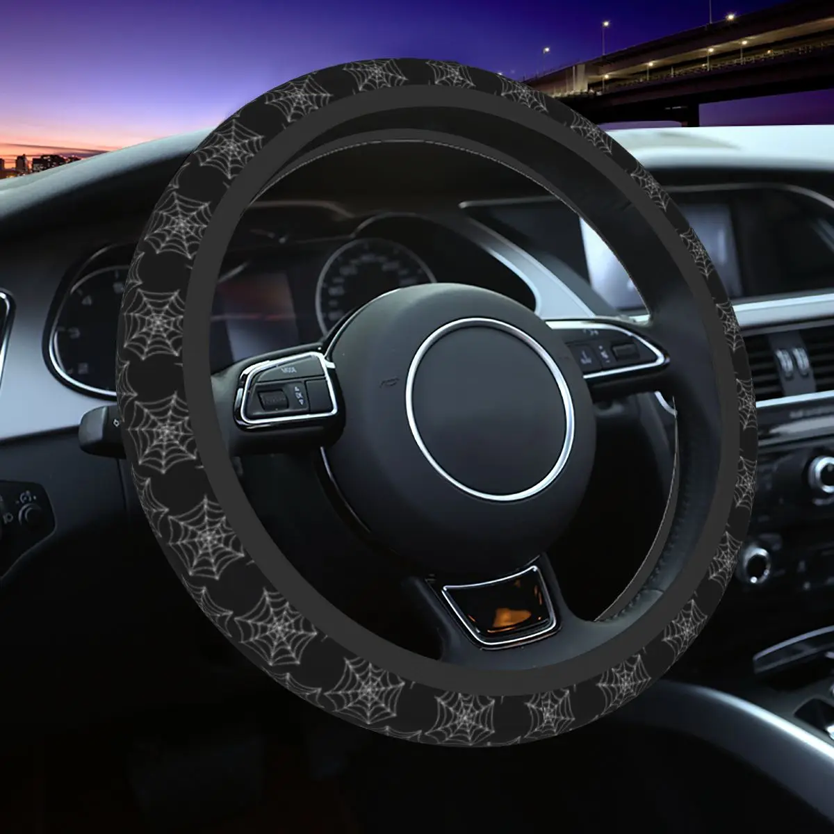 Black Spider Webs Animal Car Steering Wheel Cover 37-38 Elastic Auto Steering Wheel Protector Car-styling Car Accessories
Black Spider Webs Animal Car Steering Wheel Cover 37-38 Elastic Auto Steering Wheel Protector Car-styling Car Accessories