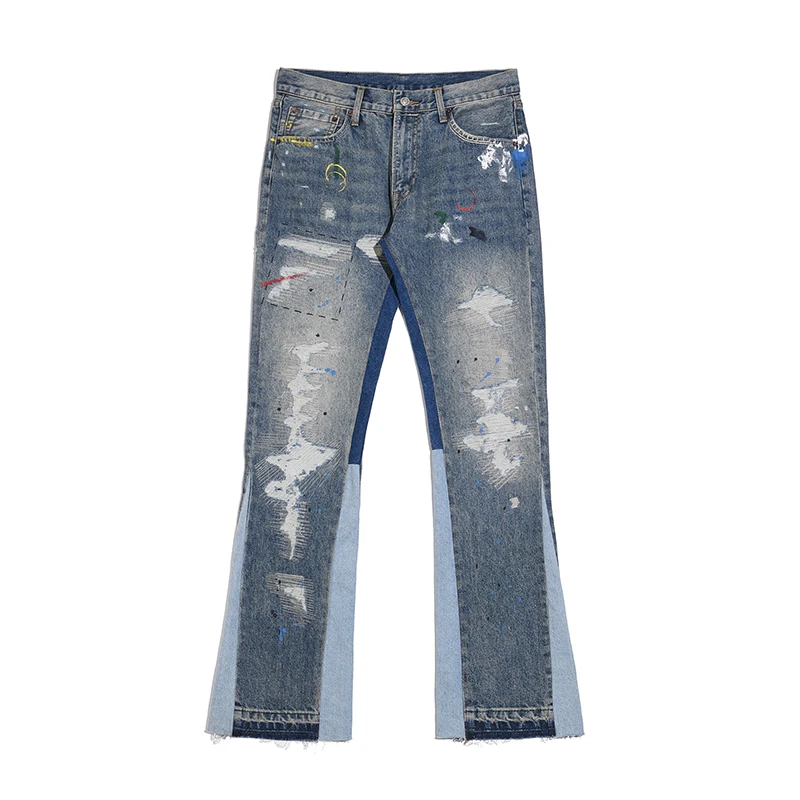 Men and Women Straight Casual Oversized Loose Denim Trousers High Street Retro Ink Splash Patchwork Ripped Jeans Flare Pants
Men and Women Straight Casual Oversized Loose Denim Trousers High Street Retro Ink Splash Patchwork Ripped Jeans Flare Pants