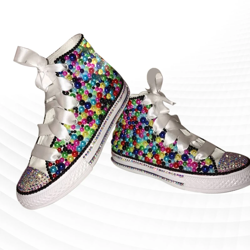 Fashionable colorful pearl rhinestones fashion ribbon all low top canvas shoes popular comfortable casual sneakers
Fashionable colorful pearl rhinestones fashion ribbon all low top canvas shoes popular comfortable casual sneakers