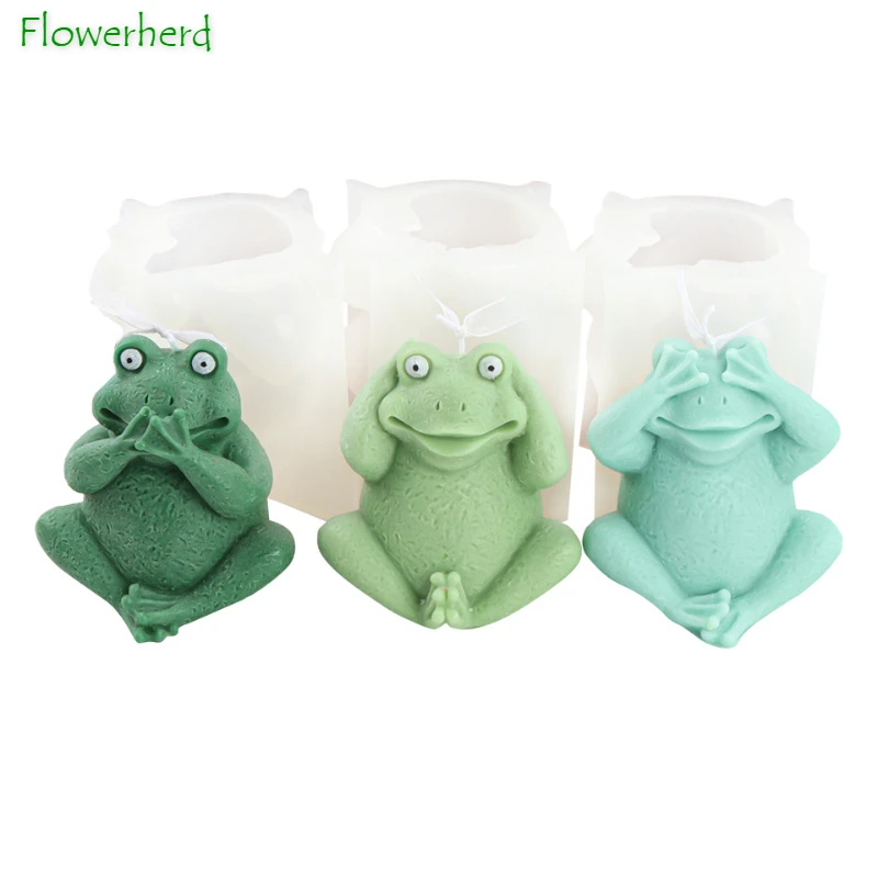 

3d Frog Candle Making Molds Silicone Don't Listen, Don't Talk, Don't Watch Frog Candle Mold Aromatherapy Plaster Resin Mold