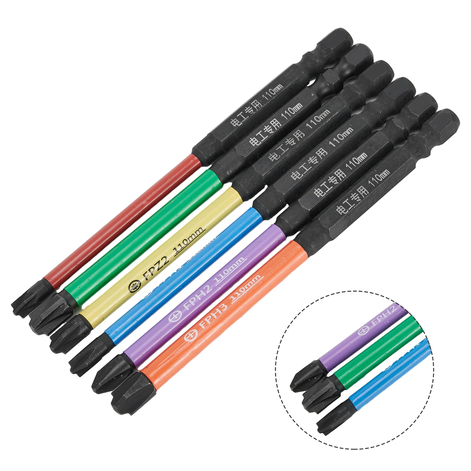 

6Pcs 110mm FPH FPZ Magnetic Special Slotted Cross Screwdriver Bit Anti-slip Nutdrivers Batch Head For Socket Switch Electrician