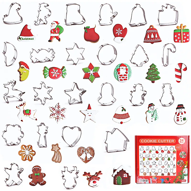 24Pcs/set Christmas Cookie Cutter Set Gingerbread Xmas Tree Mold Christmas Cake Decoration Tool Gift DIY Baking Biscuit Mould
24Pcs/set Christmas Cookie Cutter Set Gingerbread Xmas Tree Mold Christmas Cake Decoration Tool Gift DIY Baking Biscuit Mould