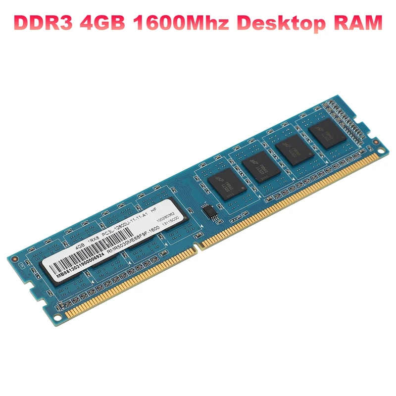 

Память ОЗУ DDR3 для настольного компьютера, 4 Гб, 1600 МГц, 1RX8, 240 контактов, 1,35 в, CL11 DIMM ОЗУ для материнской платы AMD