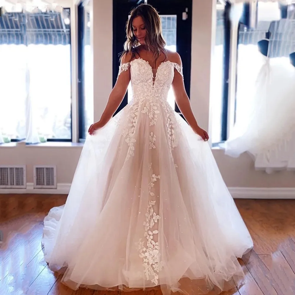 Elegant Wedding Dresses for Women A-line Cap Sleeve Tulle Lace Appliques Formal Bridal Gowns Robe De Mariee Custom Made
Elegant Wedding Dresses for Women A-line Cap Sleeve Tulle Lace Appliques Formal Bridal Gowns Robe De Mariee Custom Made