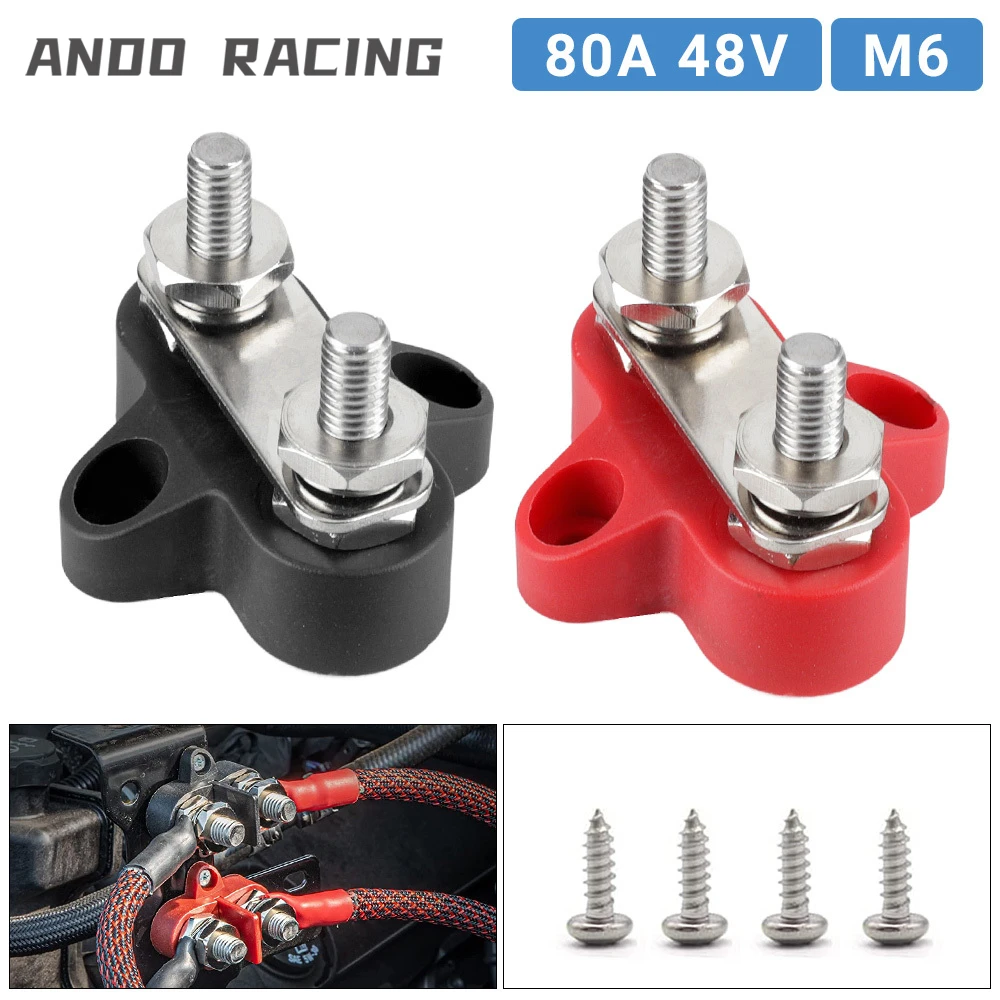 Terminal Block M6 Dual Stud 80A DC 48V Bus Bar Power Terminal Block Positive Negative Fixed Wiring Bolts for Truck RV Boat
Terminal Block M6 Dual Stud 80A DC 48V Bus Bar Power Terminal Block Positive Negative Fixed Wiring Bolts for Truck RV Boat