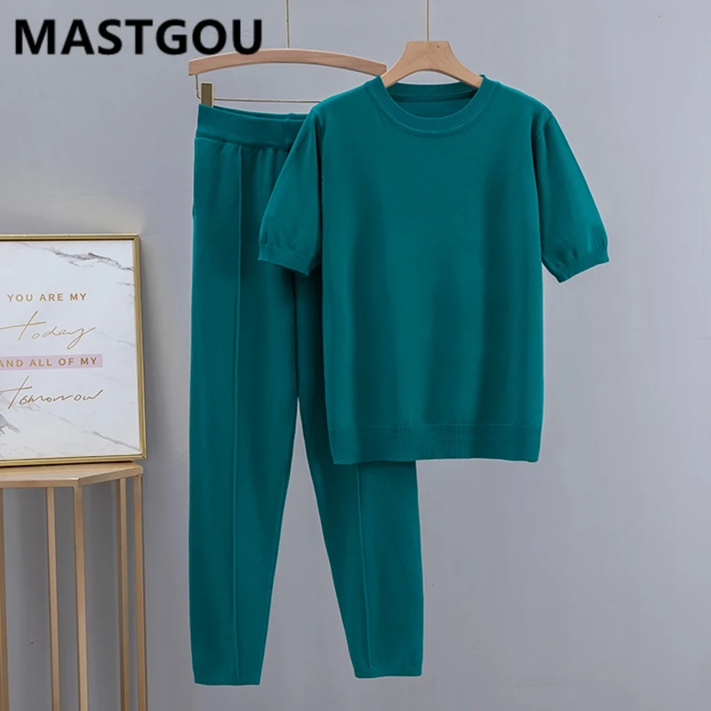 MASTGOU Spring Summer Women T Shirt Tracksuit Fashion Knitted OverSized T-Shirt+ Pant Two Piece Set Female Casual Suits
MASTGOU Spring Summer Women T Shirt Tracksuit Fashion Knitted OverSized T-Shirt+ Pant Two Piece Set Female Casual Suits