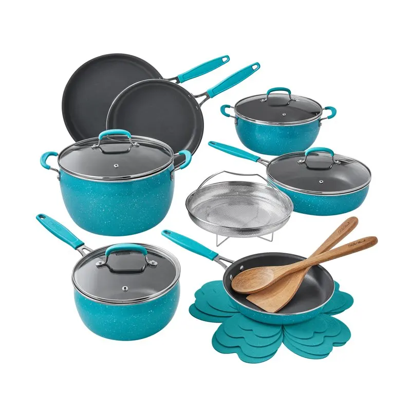 Speckle 18-Piece Aluminum Cookware Set, Teal Cooking Pot Sets for Effortless Cooking
Speckle 18-Piece Aluminum Cookware Set, Teal Cooking Pot Sets for Effortless Cooking