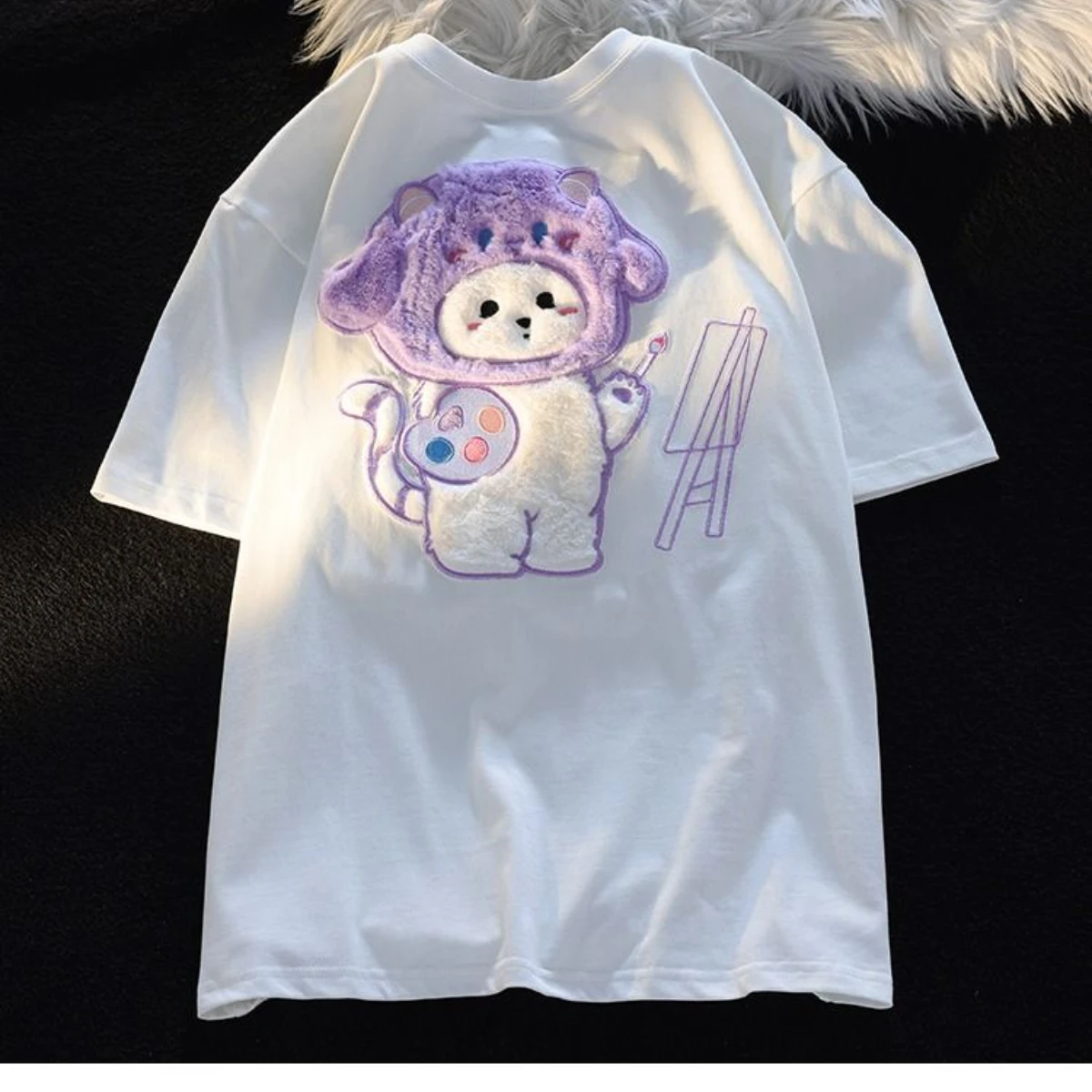American Painting Cat 3D Embroidery Lovely Couple Short Sleeve T-shirt for Men and Women Summer Loose Versatile Half Sleeve Top
American Painting Cat 3D Embroidery Lovely Couple Short Sleeve T-shirt for Men and Women Summer Loose Versatile Half Sleeve Top
