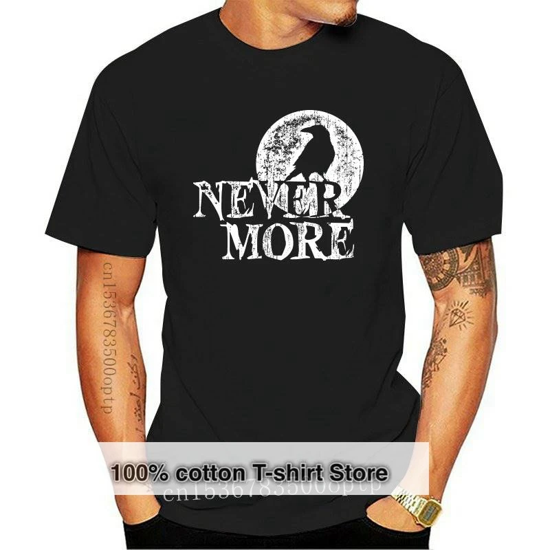 

Новая мужская футболка Эдгар Аллан POE Ворон NEVERMORE Готический Хэллоуин ворона S-5XL