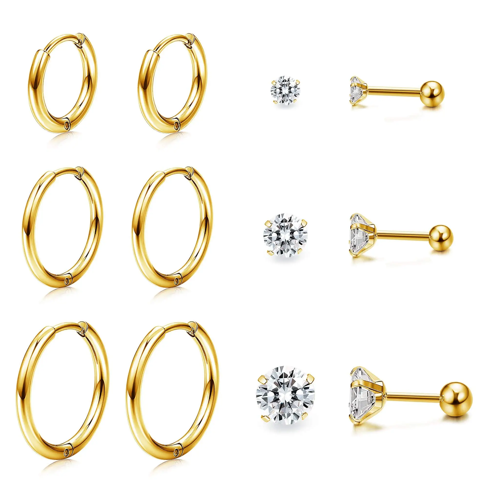 6Pairs Small Hoop Stud Earring Set Men Women Cubic Zirconia Stud Earrings Stainless Steel CZ Tiny Cartilage Huggie Hoop Earrings
6Pairs Small Hoop Stud Earring Set Men Women Cubic Zirconia Stud Earrings Stainless Steel CZ Tiny Cartilage Huggie Hoop Earrings