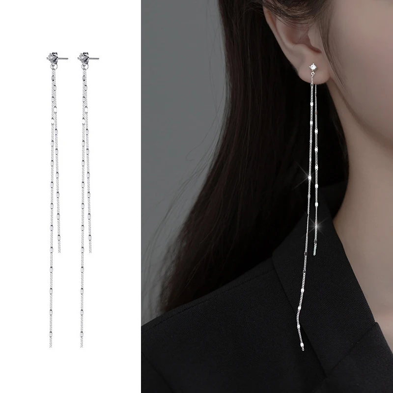 La Monada 925 Sterling Silver Earrings Stud Beautiful Shine Hanging Long Stud Earrings For Women Silver 925 Fine Jewelry Chain 
La Monada 925 Sterling Silver Earrings Stud Beautiful Shine Hanging Long Stud Earrings For Women Silver 925 Fine Jewelry Chain