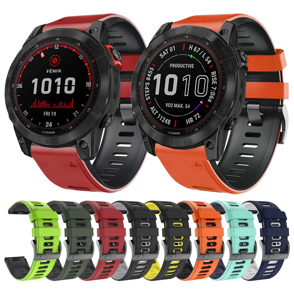 

26MM 22MM 20MM QuickFit Strap For Garmin EPIX Fenix 7 7X 7S Solar 6 6X 6S Pro 5X 5S Plus/Instinct 2/Forerunner 945 Silicone Band