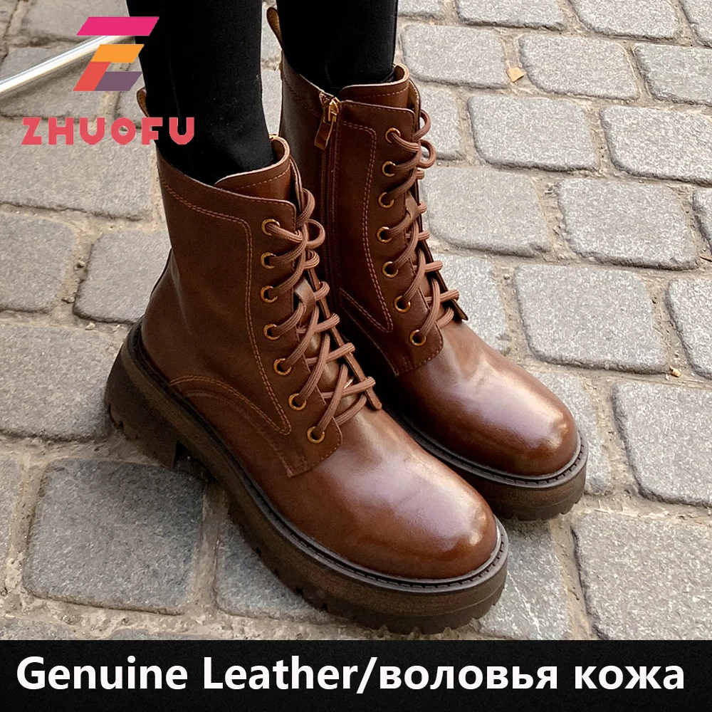 ZHUOFU 2023 Winter Women Ankle Martin Boots Motorcycle Boots Thick High Heels Black Genuine Leather Cross-Tied Shoes Woman
ZHUOFU 2023 Winter Women Ankle Martin Boots Motorcycle Boots Thick High Heels Black Genuine Leather Cross-Tied Shoes Woman