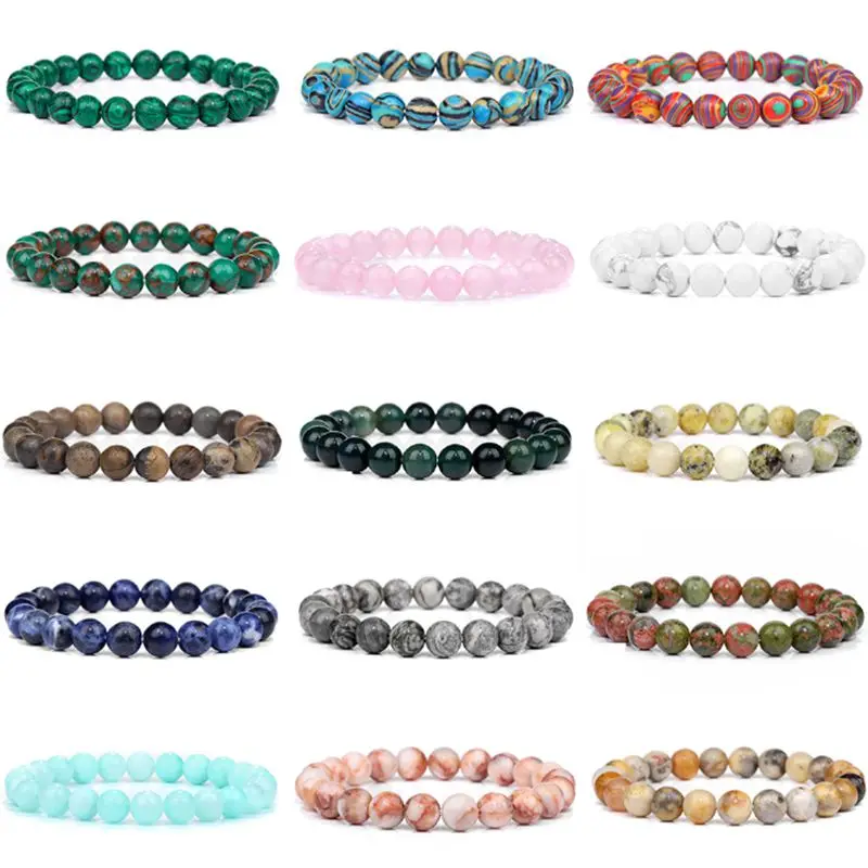 Natural Stone Beaded Bracelet For Women Men Malachite Agates Pink Quartzs 8MM Beaded Elastic Rope Bracelet Fashion Jewelry Gift
Natural Stone Beaded Bracelet For Women Men Malachite Agates Pink Quartzs 8MM Beaded Elastic Rope Bracelet Fashion Jewelry Gift