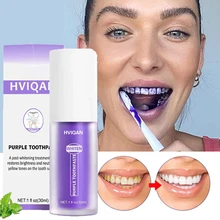 30ml V34 Purple Color Corrector Toothpaste For Teeth White Brightening Tooth Care Toothpaste Reduce Yellowing Health