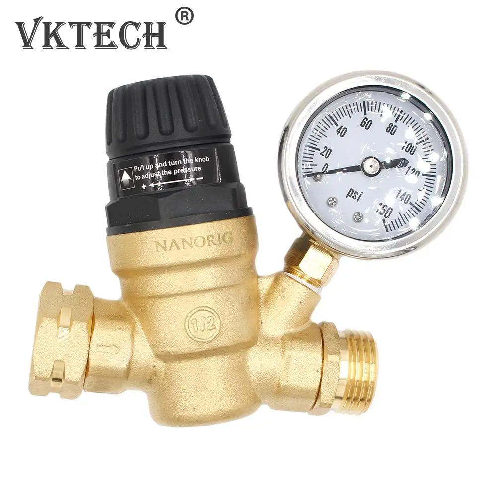 3/4'' NH Water Pressure Regulator Brass Pressure Reducing Valve Compact Adjustable Handle for Camper/Garden Hose/Travel Trailer 
3/4'' NH Water Pressure Regulator Brass Pressure Reducing Valve Compact Adjustable Handle for Camper/Garden Hose/Travel Trailer