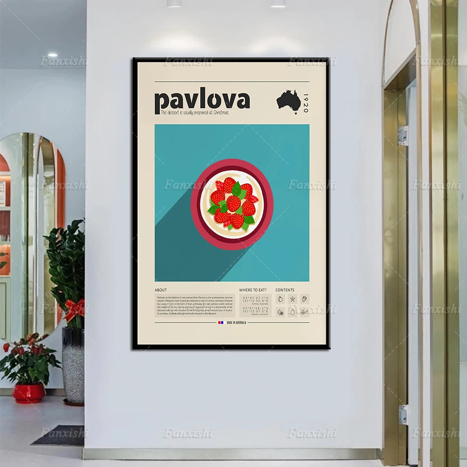 Pavlova Poster, Food Poster,Australian Food,Retro Poster,Housewarming Gift,Kitchen Decor, Mid Century Poster, Minimalist Prints
Pavlova Poster, Food Poster,Australian Food,Retro Poster,Housewarming Gift,Kitchen Decor, Mid Century Poster, Minimalist Prints
