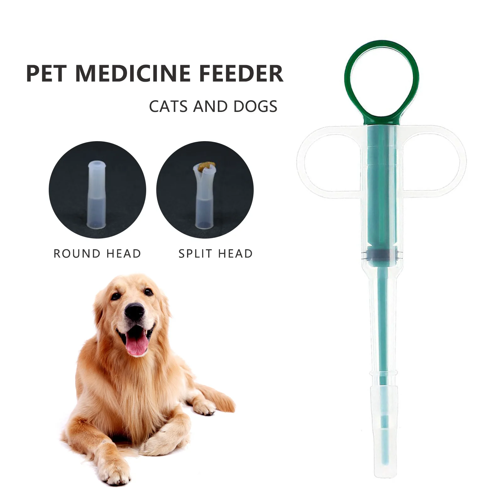 

1pc Pet Cat Dog Feeder Medicine Dispenser Pills Capsule Tablet Pusher Feeding Injection Needle Container Supplies
