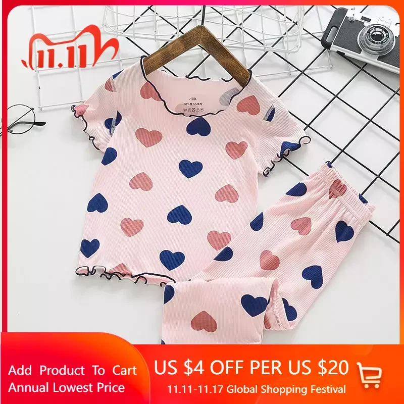 Baby Girls Clothes Summer Short Sleeve T-shirts Top And Pants Set Soft Cotton Heart Print Loungewear Korean 2023 Casual Pajamas
Baby Girls Clothes Summer Short Sleeve T-shirts Top And Pants Set Soft Cotton Heart Print Loungewear Korean 2023 Casual Pajamas