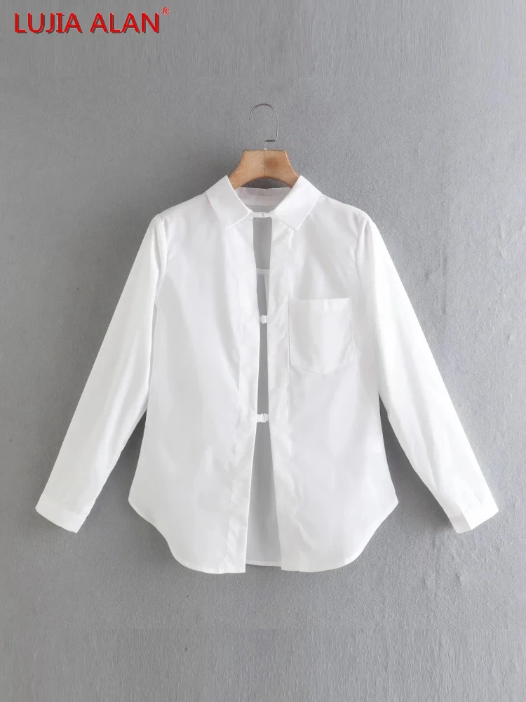 Women Buckle Decoration White Shirt Summer Female Long Sleeve Blouse Loose Tops Blusas LUJIA ALAN B175
Women Buckle Decoration White Shirt Summer Female Long Sleeve Blouse Loose Tops Blusas LUJIA ALAN B175
