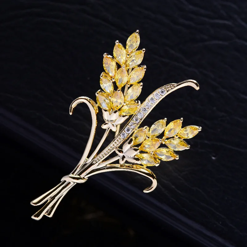 

Elegant zircon wheat ear brooch atmospheric simple suit pin creative cheongsam dress dinner corsage accessories female