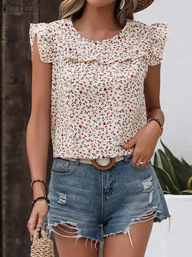 ZANZEA Summer Women Sleeveless Floral Printed Holiday Tops Bohemian Ruffles Tanks Tops Casual Blouse Beach Party Blusas Mujer
ZANZEA Summer Women Sleeveless Floral Printed Holiday Tops Bohemian Ruffles Tanks Tops Casual Blouse Beach Party Blusas Mujer