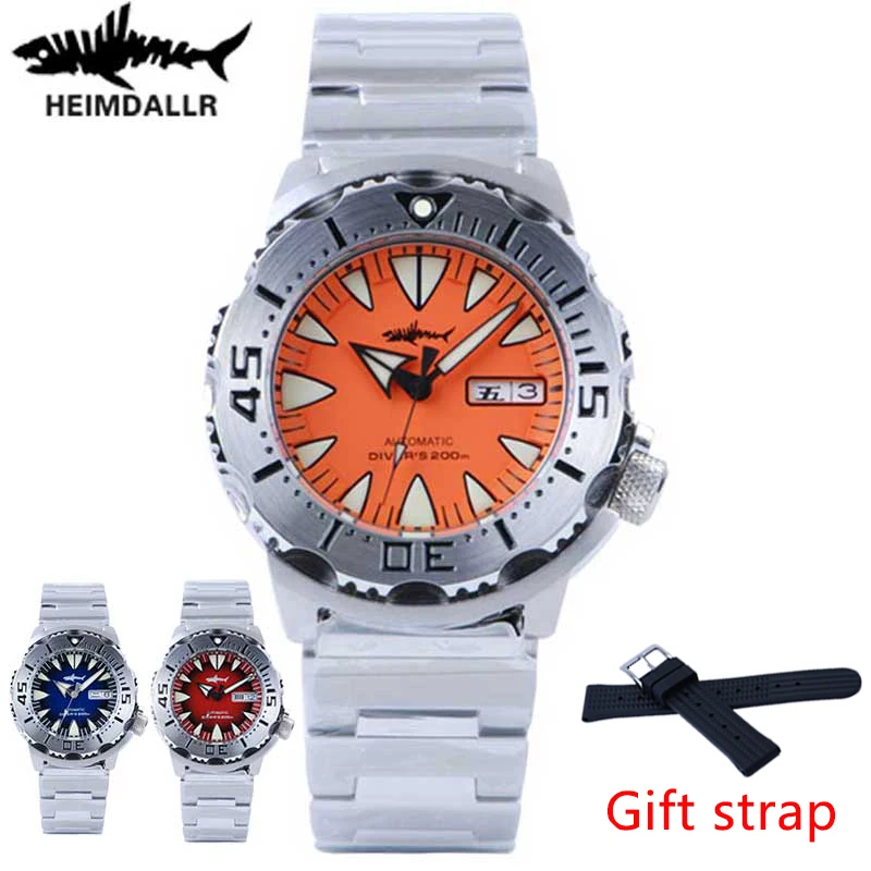 

HEIMDALLR Monster Automatic Watch Men NH36A Men's Mechanical Watches Sapphire Orange Dial C3 Luminous Vintage Diver Watch 200M