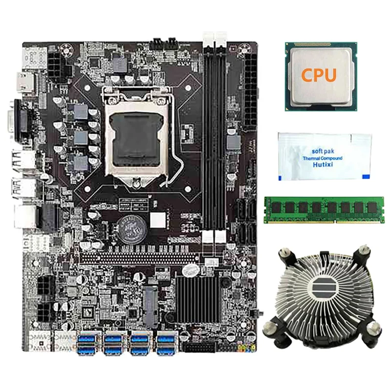 B75 BTC Mining Motherboard With Random CPU+Fan+8G DDR3 RAM+Thermal Grease 8 USB3.0 PCIE1X Slot LGA1155 SATA3.0 ETH Miner
B75 BTC Mining Motherboard With Random CPU+Fan+8G DDR3 RAM+Thermal Grease 8 USB3.0 PCIE1X Slot LGA1155 SATA3.0 ETH Miner