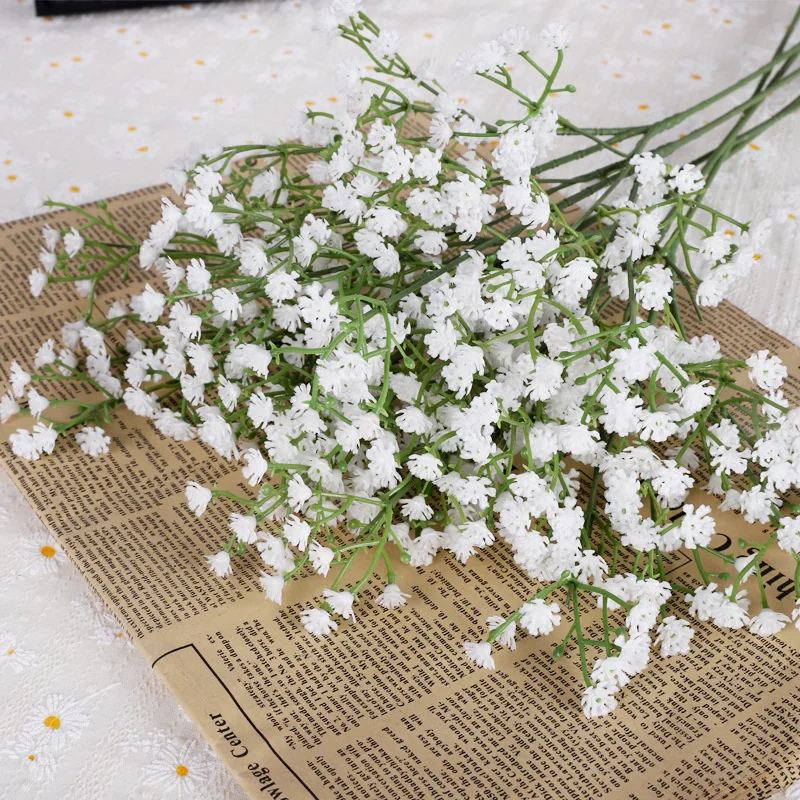 

1pcs White Gypsophila Artificial Flowers Wedding DIY Bouquet Decoration Arrangement Plastic Babies Breath Fake Flower Home Decor