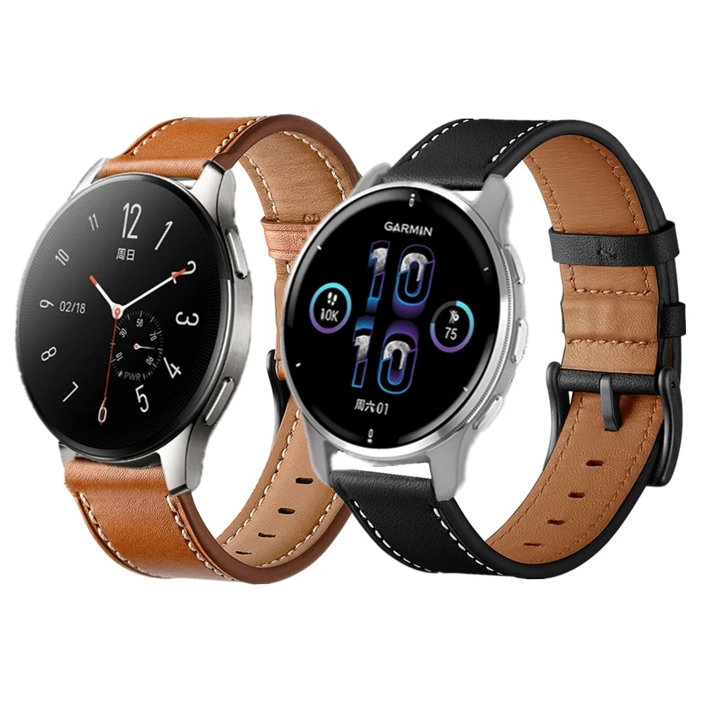 

Ремешок из натуральной кожи для смарт-часов Garmin Vivomove Sport CAME 2 Plus, ремешок для Vivo WATCH 2 Xiaomi Watch S1 TicWatch GTK GTA