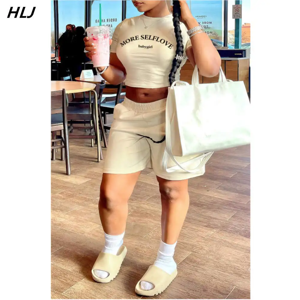 HLJ Casual Letter Print Shorts Two Piece Sets Women Round Neck Crop Top And Biker Shorts Tracksuits Summer Matching 2pcs Outfits
HLJ Casual Letter Print Shorts Two Piece Sets Women Round Neck Crop Top And Biker Shorts Tracksuits Summer Matching 2pcs Outfits