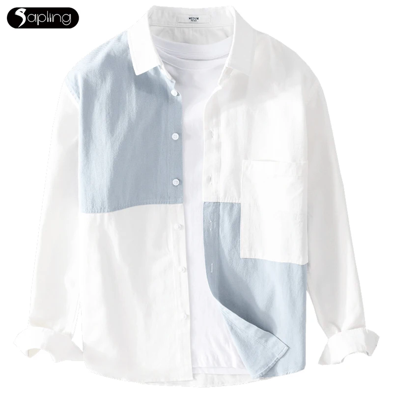 Fashion Stitching Men's Casual Long-sleeve Shirt Handsome Loose Young Male Cotton Shirts Men Contrast Color Spring Summer Shirt
Fashion Stitching Men's Casual Long-sleeve Shirt Handsome Loose Young Male Cotton Shirts Men Contrast Color Spring Summer Shirt