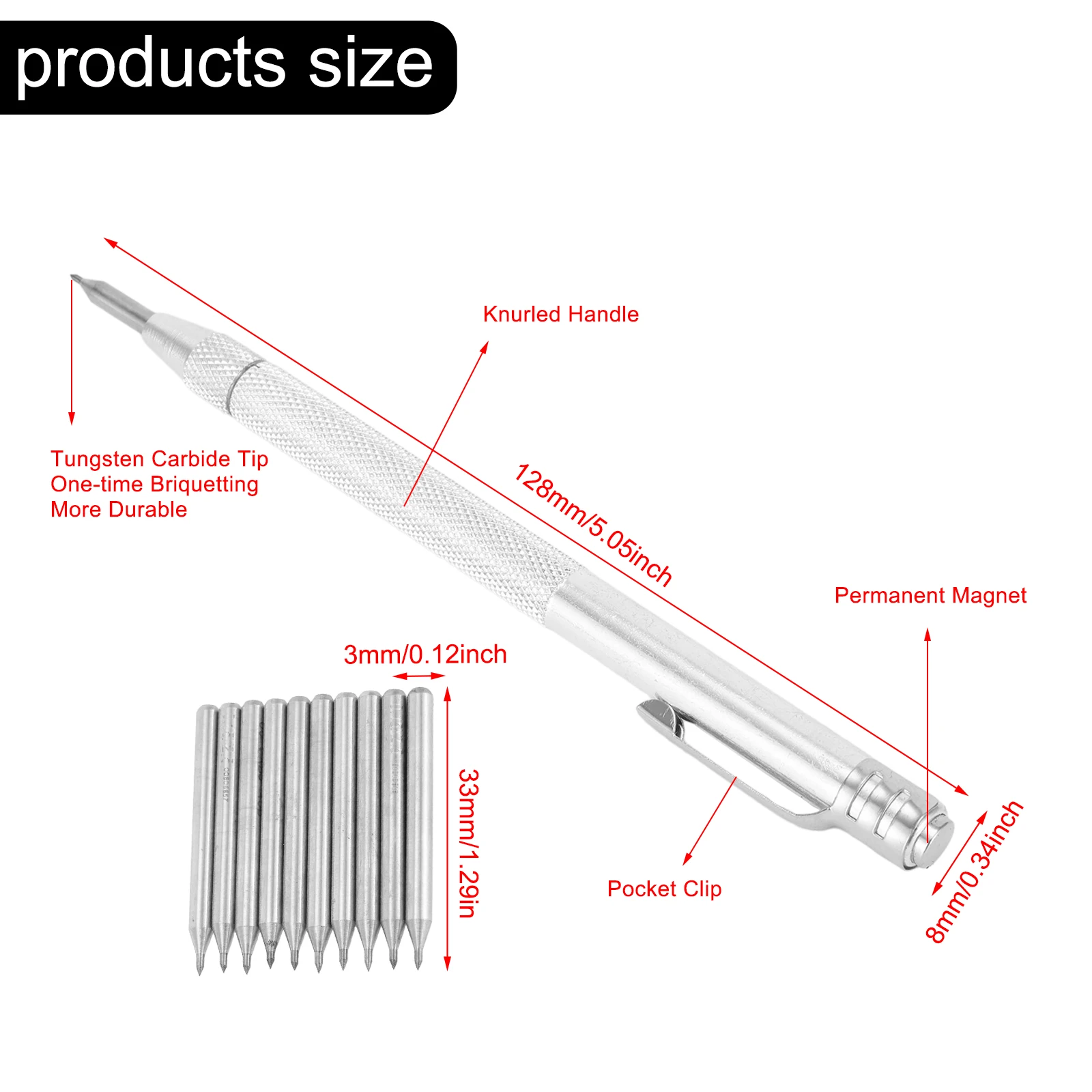 11PCS Tungsten Carbide Tip Scriber Engraving Pen High Hardness Scriber Pen Diamond Metal Alloy Lettering Pen For Glass Ceramic
11PCS Tungsten Carbide Tip Scriber Engraving Pen High Hardness Scriber Pen Diamond Metal Alloy Lettering Pen For Glass Ceramic