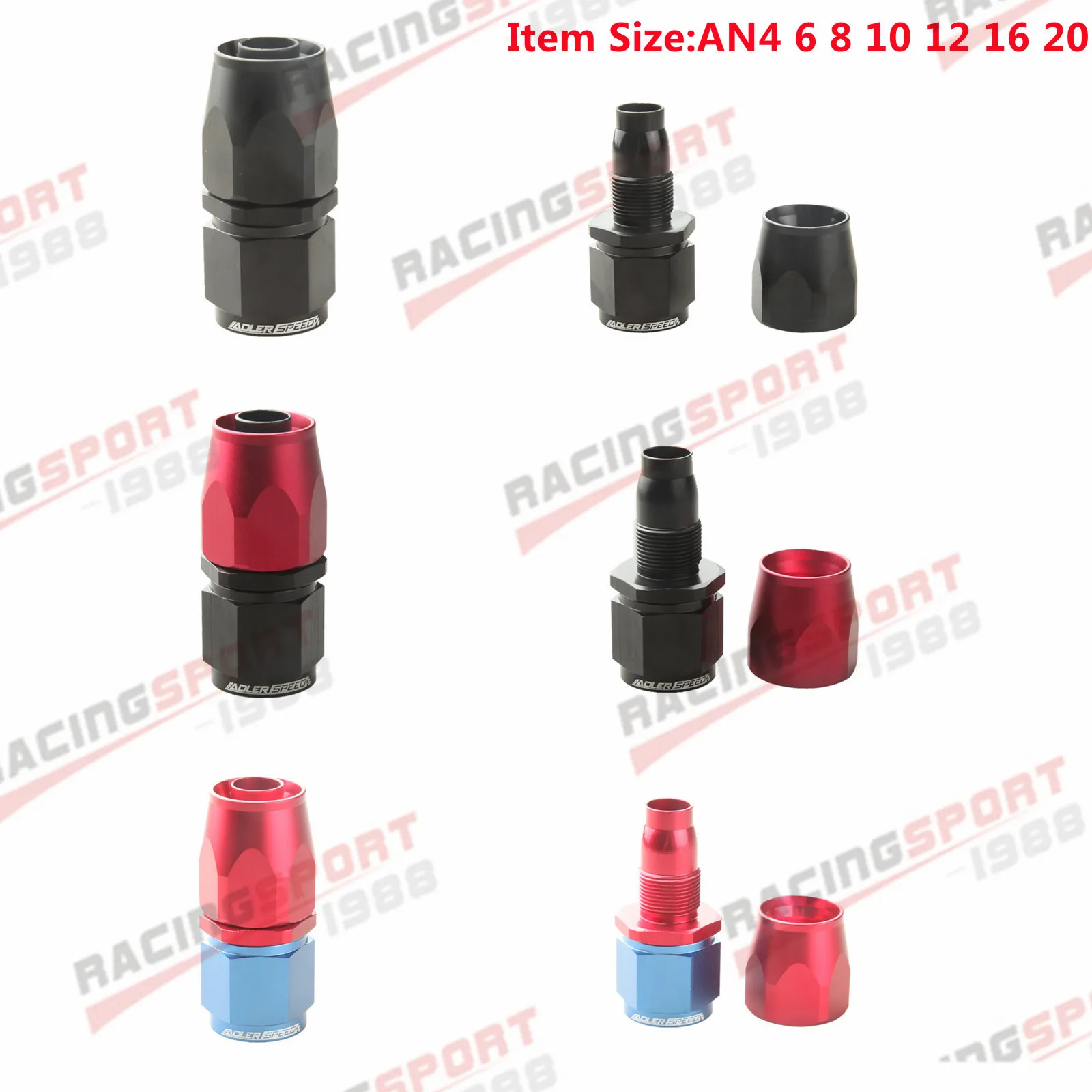 

Universal AN4/AN6/AN8/AN10/AN12/AN16/AN20 Straight 0 Degree Oil Fuel Swivel Hose End Fitting Oil Hose End Adaptor Kit Black Red