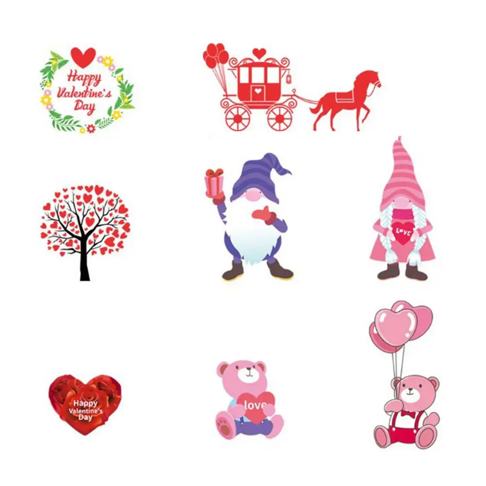 Valentine's Day Window Clings Stickers 8 Sheets Window Decals Gnomes Heart Electrostatic Stickers For Home Office Supermarkets 
Valentine's Day Window Clings Stickers 8 Sheets Window Decals Gnomes Heart Electrostatic Stickers For Home Office Supermarkets