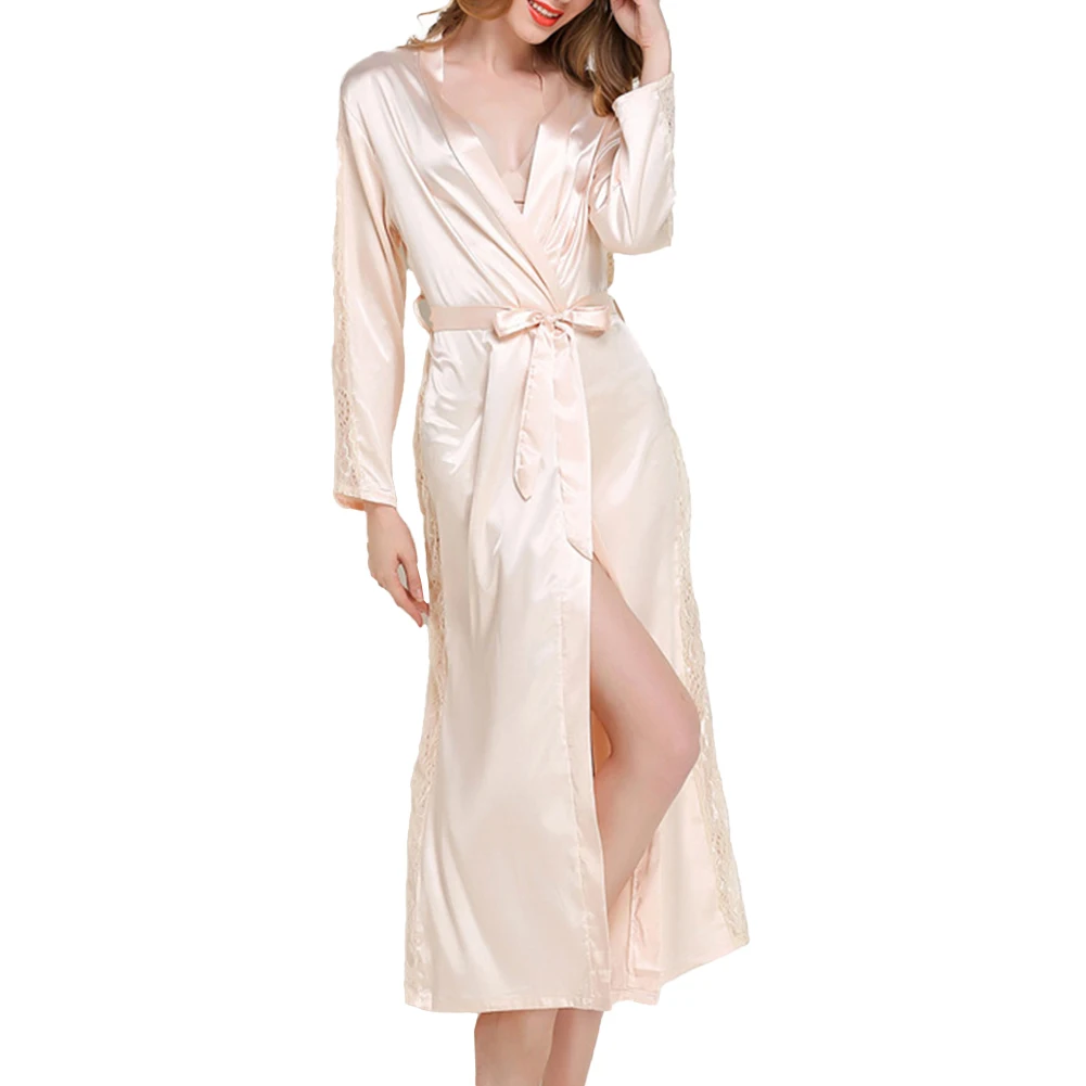Women Robe Sexy Ultra-thin Translucent Nightwear Satin Long Sleeve Elegant Dress Solid Loose Kimono Pyjamas Breath Long Bathrob
Women Robe Sexy Ultra-thin Translucent Nightwear Satin Long Sleeve Elegant Dress Solid Loose Kimono Pyjamas Breath Long Bathrob