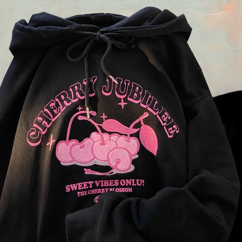 Black Gray Cherry Print Cute Hoodies Women Girls Kawaii Cartoon Sweatshirt Long Sleeve Tops 2022 Autumn Clothes Harajuku Casual
Black Gray Cherry Print Cute Hoodies Women Girls Kawaii Cartoon Sweatshirt Long Sleeve Tops 2022 Autumn Clothes Harajuku Casual
