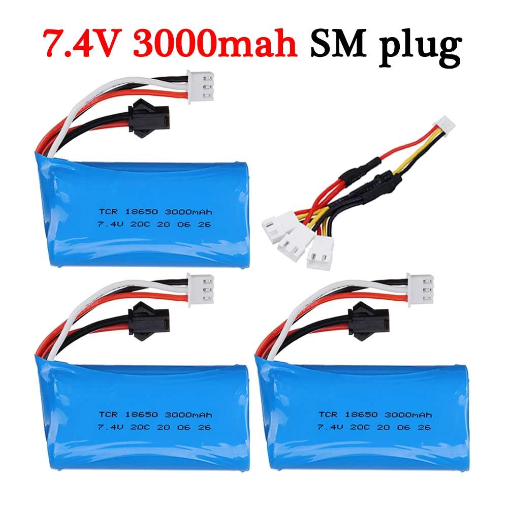 Литий-Полимерный Аккумулятор 7 4 в 3000 мАч 18650 SM для wltoys 104310 104311 S033g Q1 H101 18301/18302 18311 18312