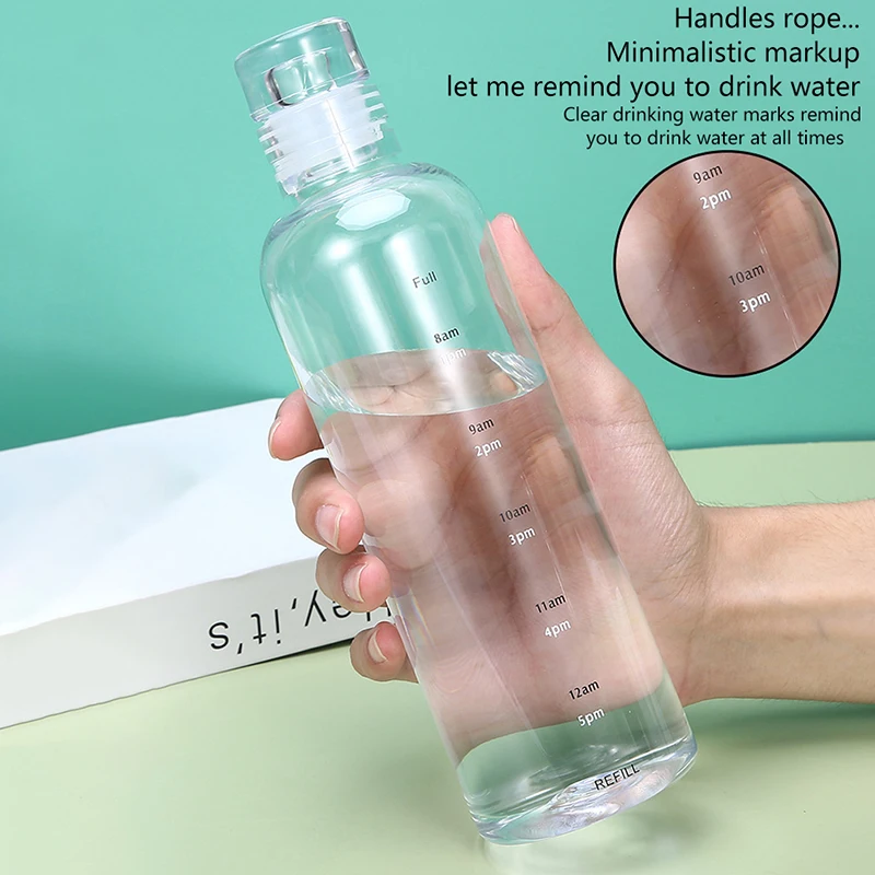 Прозрачная пластиковая бутылка для воды со шкалой времени, с защитой от протечек 
Прозрачная пластиковая бутылка для воды со шкалой времени, с защитой от протечек