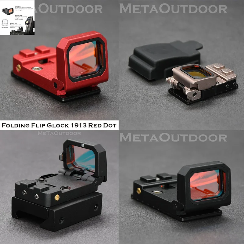 

Folding Flip Reflex Mini RMR 1x Red Dot Sight Optics Scope With Picatinny Weaver 20mm Mount And Pistol Glock MOS Base