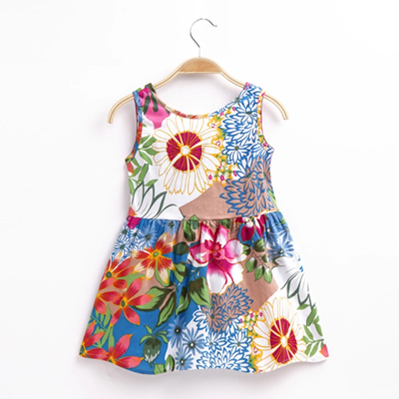 

Princess Girls Dress Children Sleeveless Flower Print Childrens Elegant Dress Roupas Infantis Menina 2022 Summer Kids Clothes