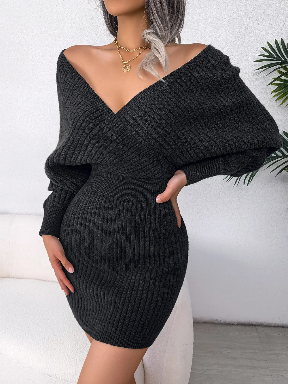 2023 Sweater Dresses For Women Casual Deep V Neck Mini Sexy Bodycon Dress Batwing Long Sleeve Knitted Winter Dresses Clothes
2023 Sweater Dresses For Women Casual Deep V Neck Mini Sexy Bodycon Dress Batwing Long Sleeve Knitted Winter Dresses Clothes