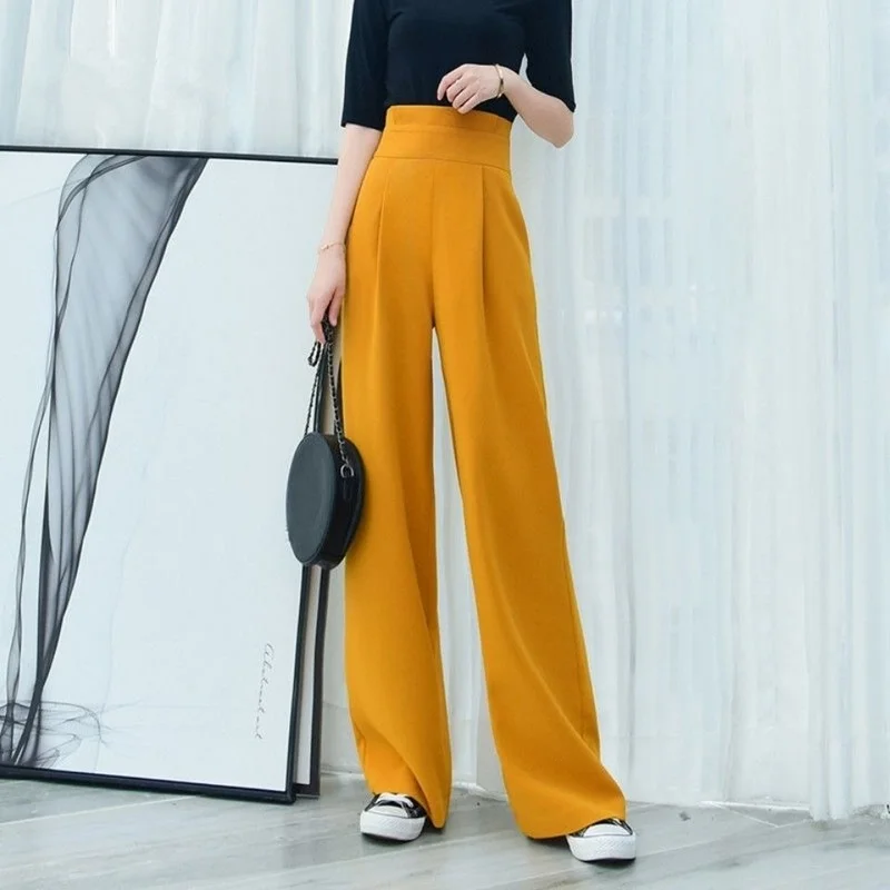 Spring and Summer New Yellow Straight-Leg Trousers Women's High Waist Casual Suit Pants Draping Women's Pants Wide Leg Pants
Spring and Summer New Yellow Straight-Leg Trousers Women's High Waist Casual Suit Pants Draping Women's Pants Wide Leg Pants