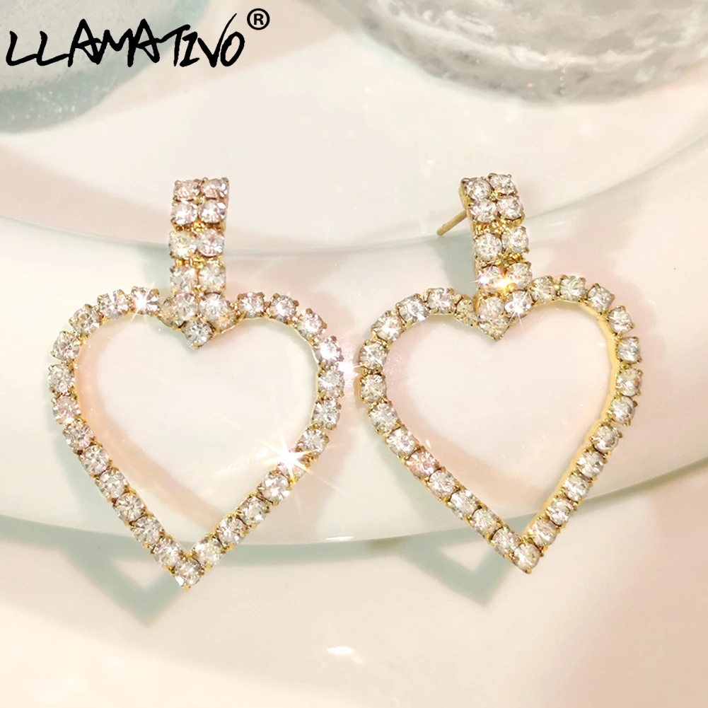 New Fashion Hollow Heart Luxury Crystal Stud Earrings For Women Shiny Geometric Rhinestones Heart Earring Statement Jewelry Gift
New Fashion Hollow Heart Luxury Crystal Stud Earrings For Women Shiny Geometric Rhinestones Heart Earring Statement Jewelry Gift