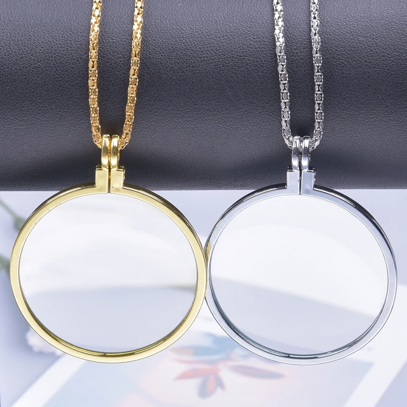 

1/2Pcs Magnifying Glass Pendant Necklaces For Women Men Diy Portable Reading Decorative Monocle Long Chain Collares Jewelry Bulk