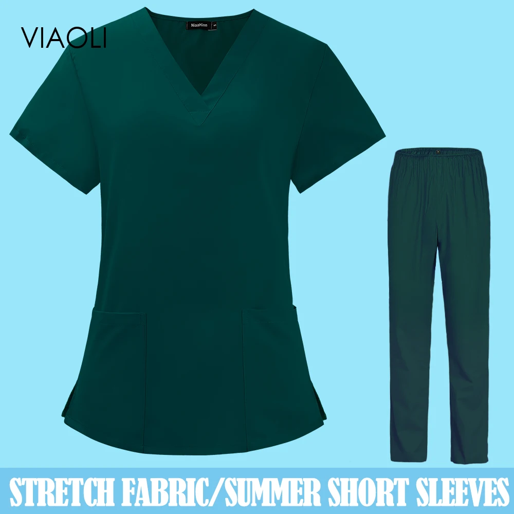 Wholesale Suit Short Sleeve Solid Color Women's Medical Set Operating Room thin Uniform care Scrubs Doctor Nurse Work set Unisex
Wholesale Suit Short Sleeve Solid Color Women's Medical Set Operating Room thin Uniform care Scrubs Doctor Nurse Work set Unisex